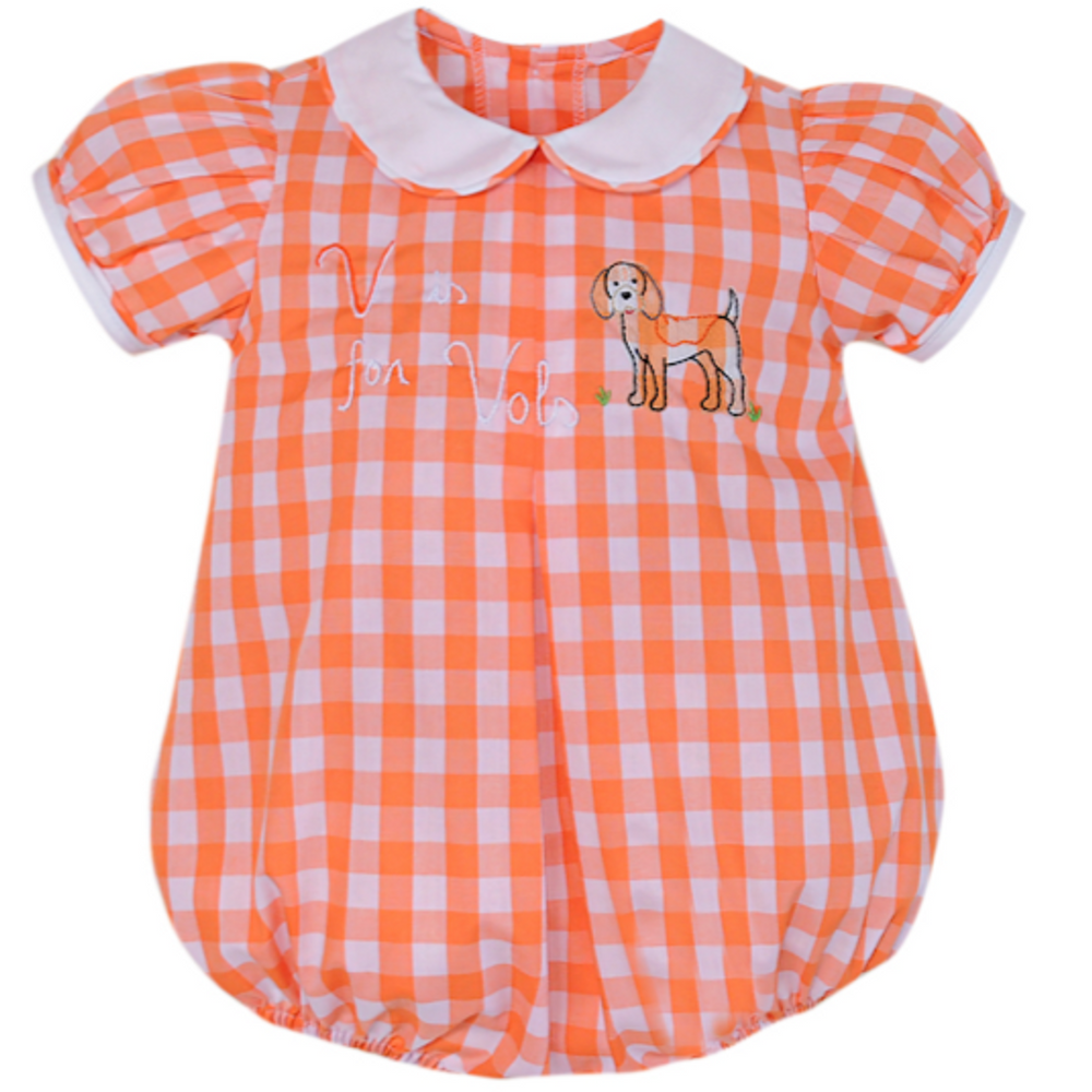 Remember Nguyen - Orange and White Gingham 'V is for Vols Girl Bubble