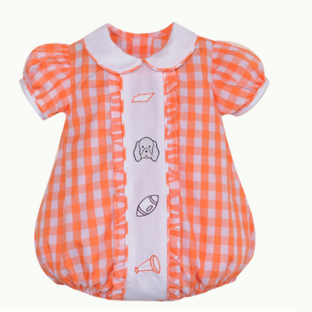 Remember Nguyen - Orange and White Gingham 4 Logo Embroidery Girls Bubble