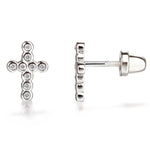 Cherished Moments - Sterling Silver Cz Cross Earrings