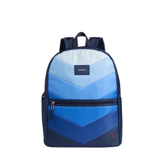 State Bag - Kane Double Pocket Large Chevron Blue Puffer
