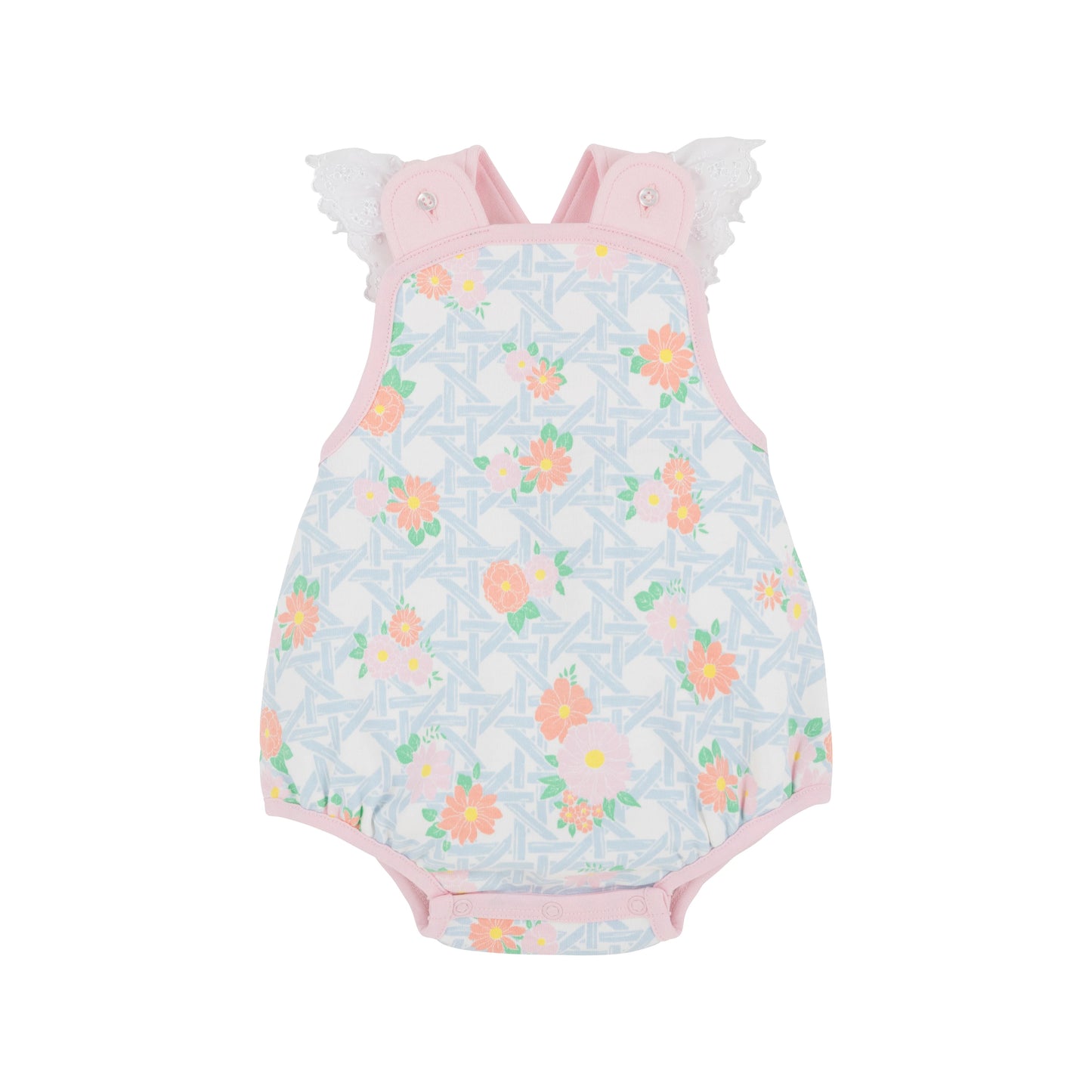 The Beaufort Bonnet Company - Saylor Sunsuit - Pima - Cayman Island Cane/Palm Beach Pink