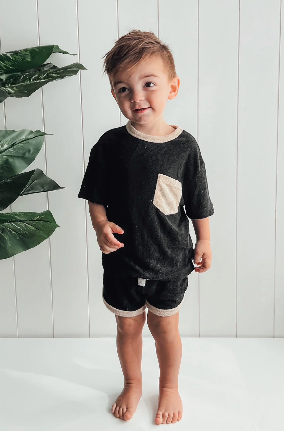 Little Bipsy - Black Terry Cloth Tee