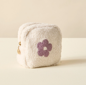 The Darling Effect -Purple Floral Square Teddy Pouch