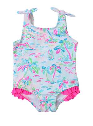 Ruffle Butts - Tie Shoulder One Piece Tropical Resort