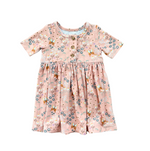 Babysprouts - Short Sleeve Henley Dress - Butterfly Garden