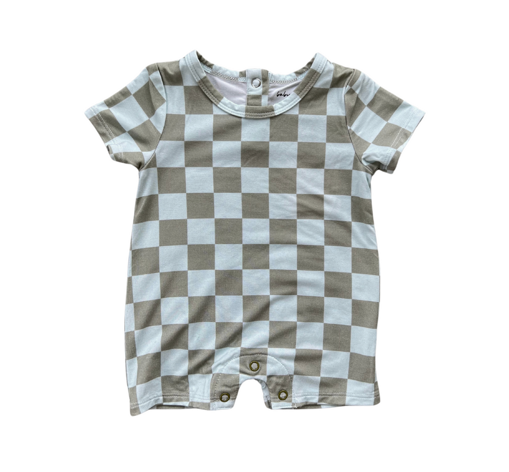 Babysprouts - Tee Romper - Seagrass Checker