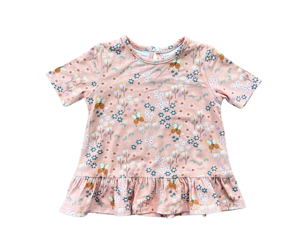 Babysprouts - Short Sleeve Peplum Top - Butterfly Garden