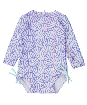 Ruffle Butts - Long Sleeve One Piece Rashguard - Magical Mermaid
