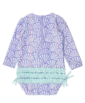 Ruffle Butts - Long Sleeve One Piece Rashguard - Magical Mermaid