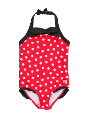 Ruffle Butts - Red Vintage Polka Dot Halter One Piece