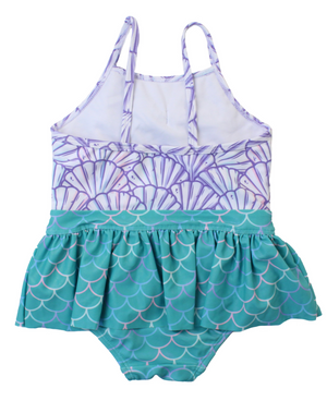 Ruffle Butts - Magical Mermaid Big Bow Skirted One Piece