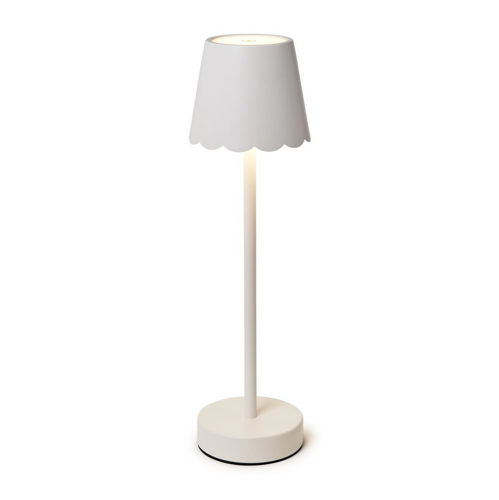 Two's Company - White LED Cordless Table Lamp with Scalloped Edge