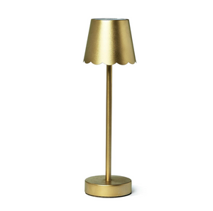 Two's Company - Gold LED Cordless Table Lamp with Scalloped Edge Shade