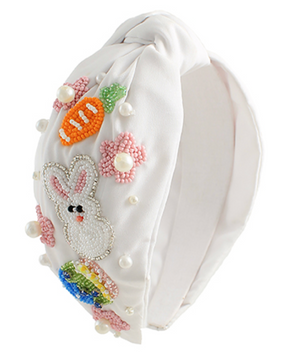 White Easter Beaded Headband