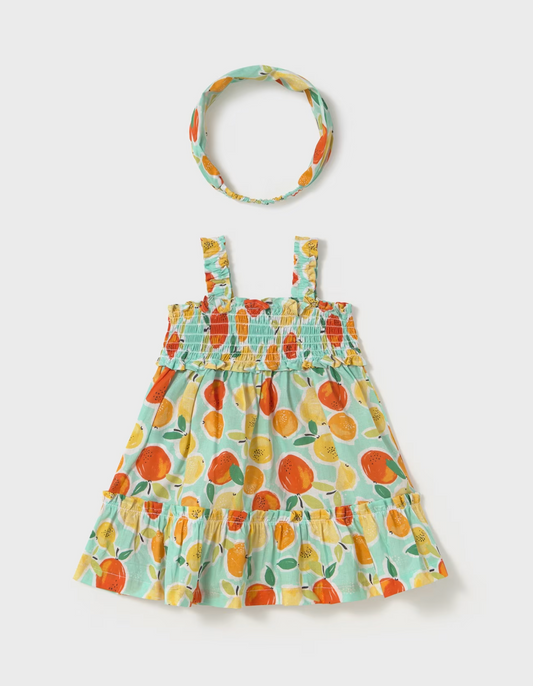 Mayoral - Teal Printed Dress w/ Headband