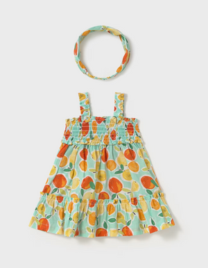 Mayoral - Teal Printed Dress w/ Headband