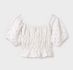 Mayoral - Smocked Bambula Ecru Top