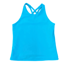 James & Lottie - Cross Back Bright Blue Top - Athleisure