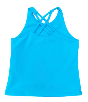 James & Lottie - Cross Back Bright Blue Top - Athleisure