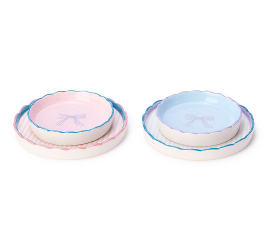 Two's Company - Beautiful Bow Set of 2 Scallop Edge Trinket Dishes