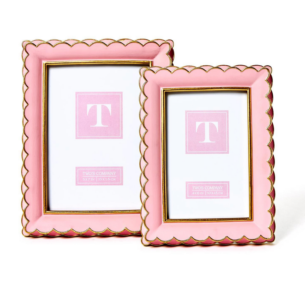 Two's Company - Pink and Gold Set of 2 Scalloped Picture Frames