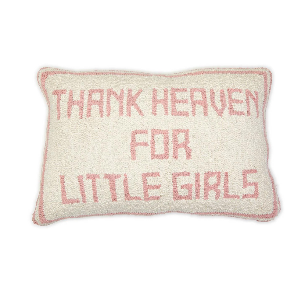 Twos Company - Thank Heaven for Little Girls Punch Embroidery Decorative Throw Pillow