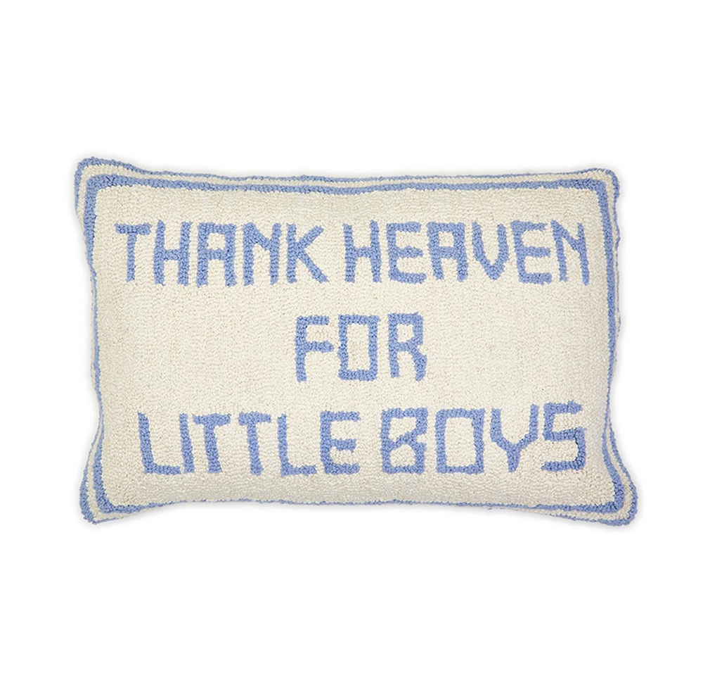 Twos Company - Thank Heaven for Little Boys Punch Embroidery Decorative Throw Pillow