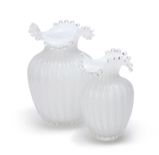Glass Pearl White Vase - Glass