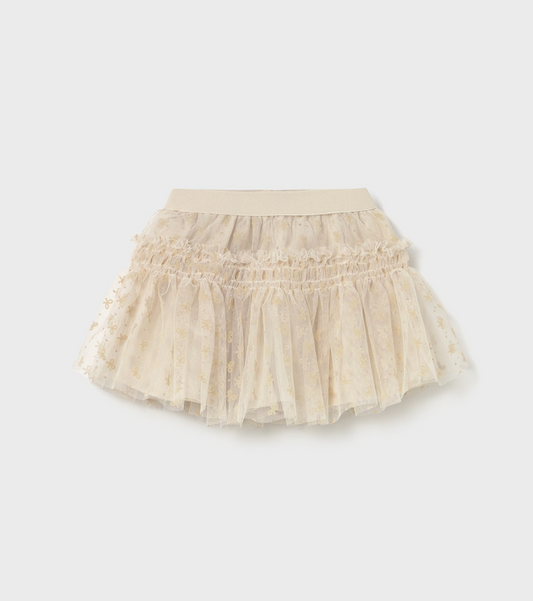 Almond Polka Dot Tulle Skirt