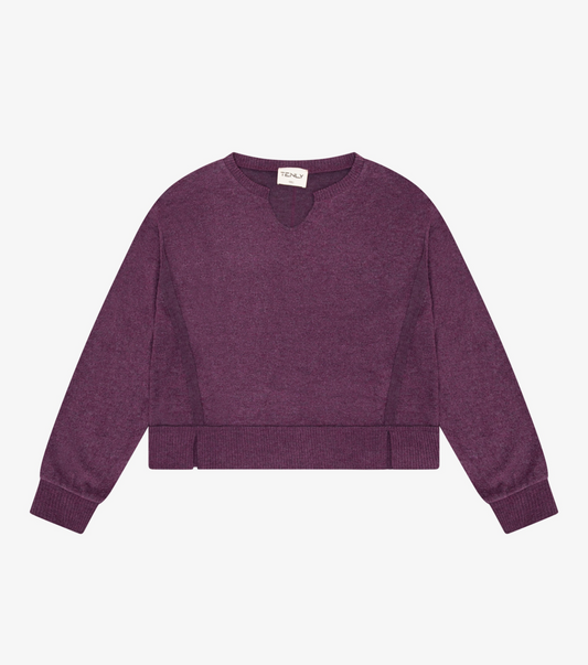 HT Fig Hacci Jersey Cropped Slipt Neck Tunic