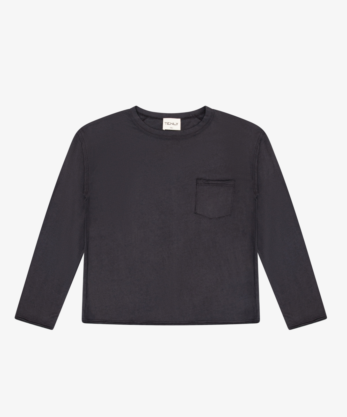 Dark Shadow Cotton Jersey Raw Edge L/S Pocket Top