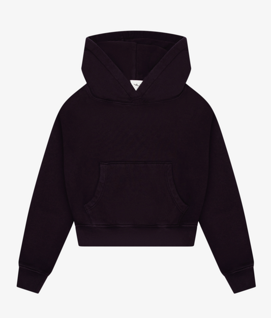 Moroccan Fig Cotton Fleece Cropped Kangaroo Pocket Hoodie