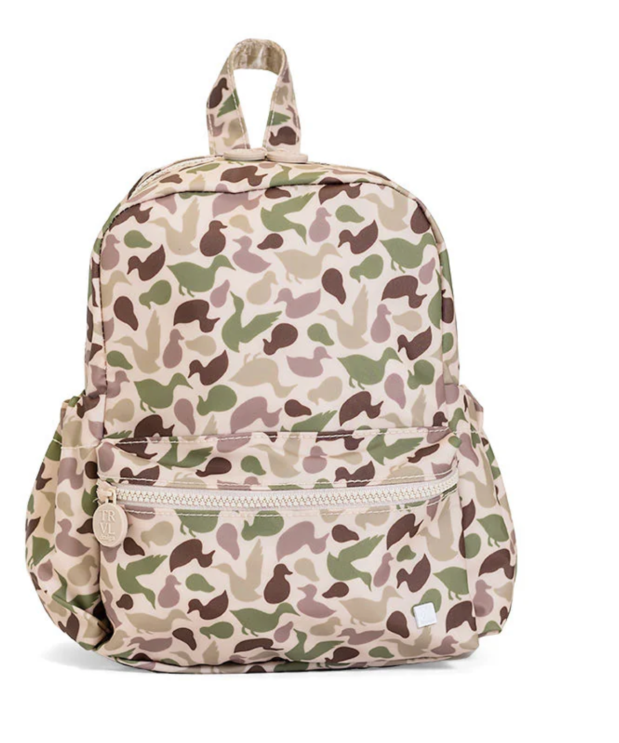 Screenshot of TRVL Designs Mini Backer, a compact travel-themed accessory with colorful design and branding visible.