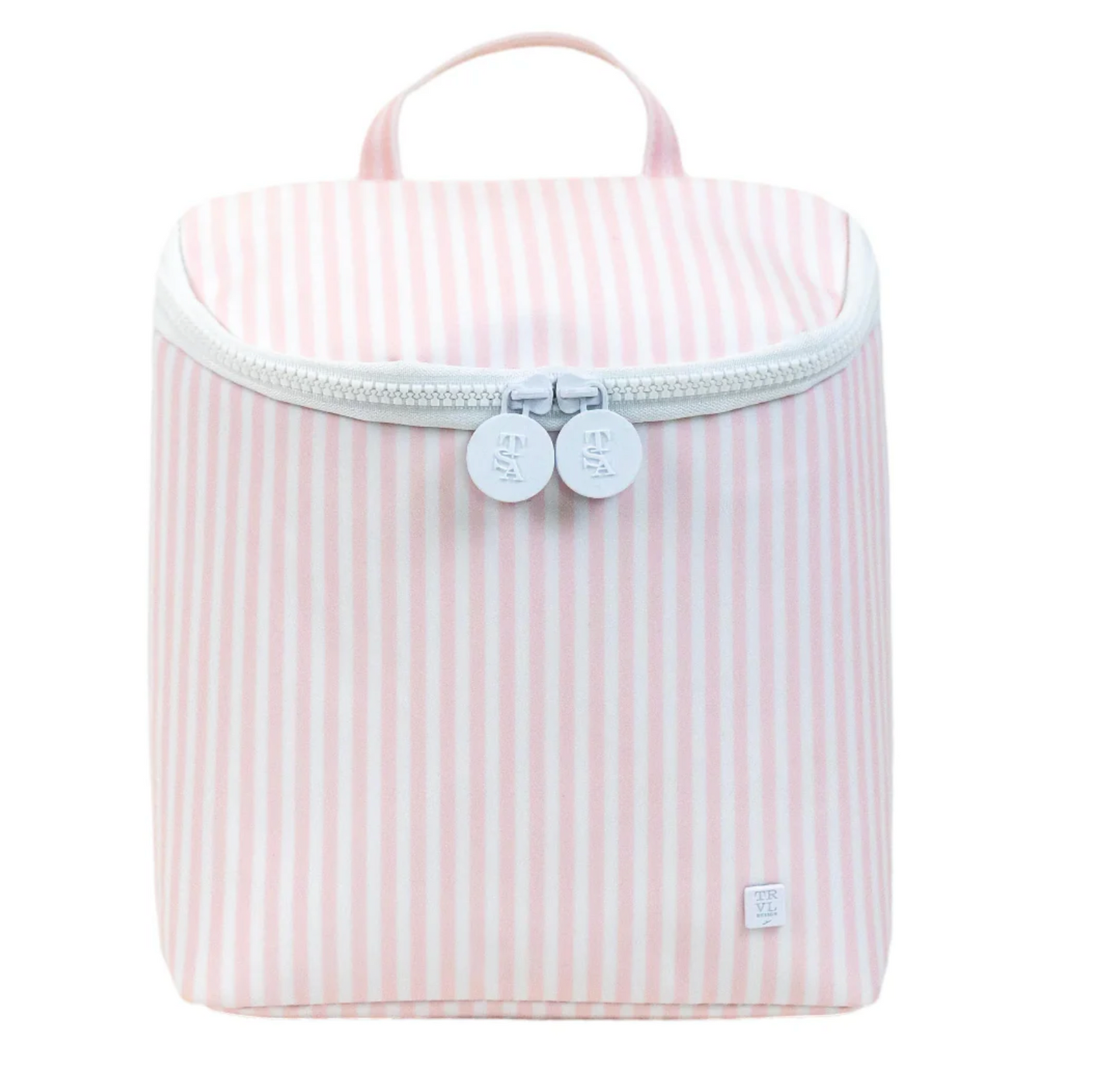 TRVL Designs insulated take-away lunch bag with secure zipper and carrying handle for keeping food fresh and portable.