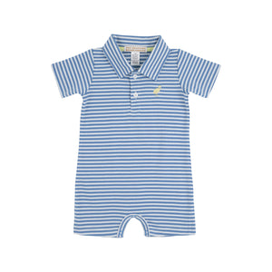 The Beaufort Bonnet Company - Sir Propers Romper - Barbados Blue Stripe/Barbados Blue/Bellport Butter Yellow