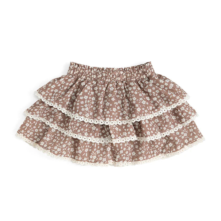 Mocha floral skort by Sweet Wink featuring a stylish, flowy design with floral pattern and comfortable fit.