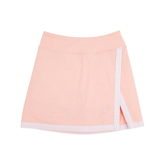 The Beaufort Bonnet Company - Pompano Peach with Palm Beach Pink Stripe & Palm Beach Pink Stork Prepletic Samantha Skort