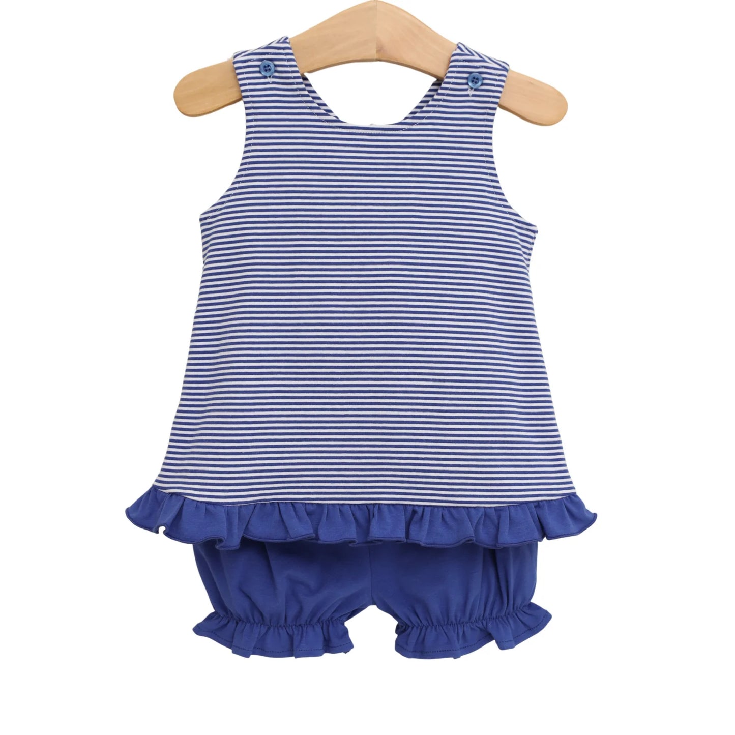 Blue & White Let's Cheer! Swing Back Bloomer Set