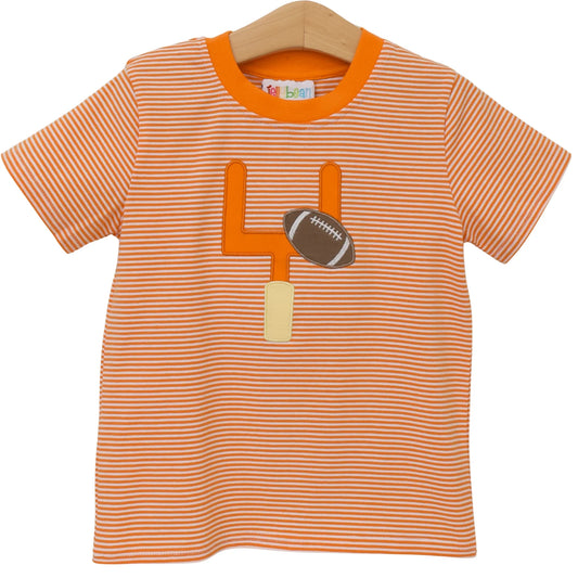 Orange and white Jellybean down set with hut shirt, featuring a playful smock design and vibrant game day style.