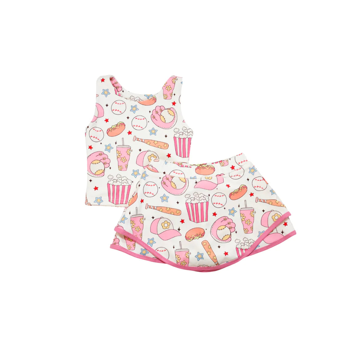 Be Girl Clothing Snack Shack Skort Set featuring a playful patterned skort and matching top, perfect for casual summer wear.