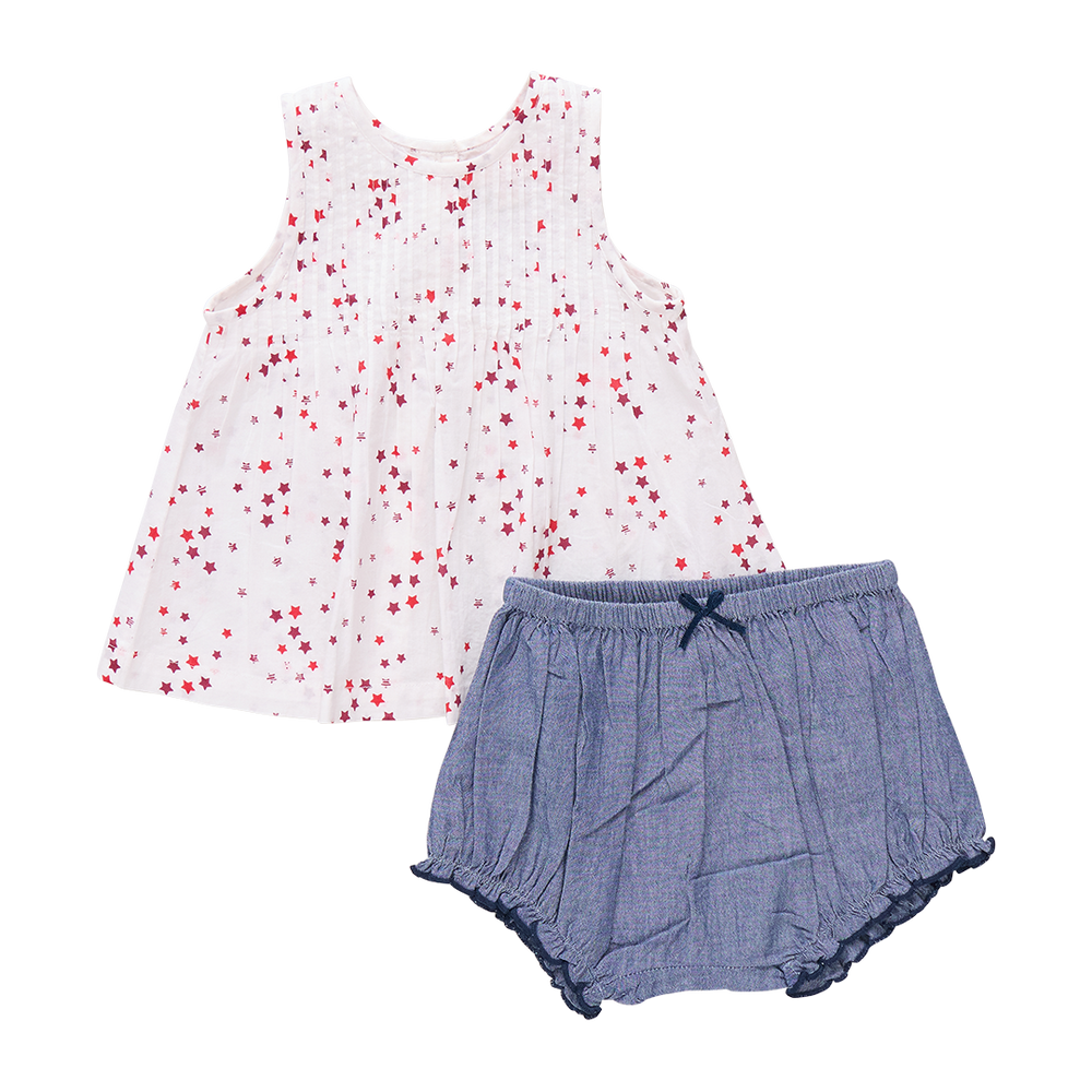 Pink Chicken - Baby Girls Jaipur Set Red Ditsy Stars