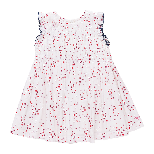 Pink Chicken - Girls Waverly Dress Red Ditsy Stars