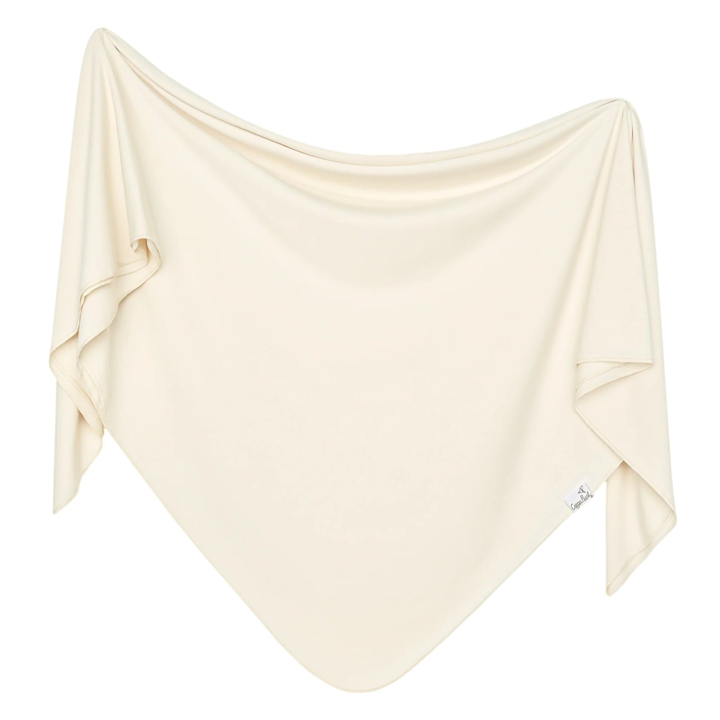 Copper Pearl Cru Knit Swaddle Blanket with soft, textured knit fabric, perfect for wrapping and soothing a baby.
