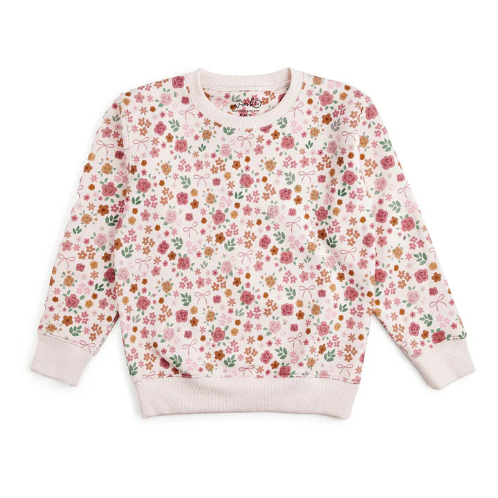 Sweet Wink Berry Floral Sweatshirt with vibrant berry and floral print, soft fabric, and relaxed fit.