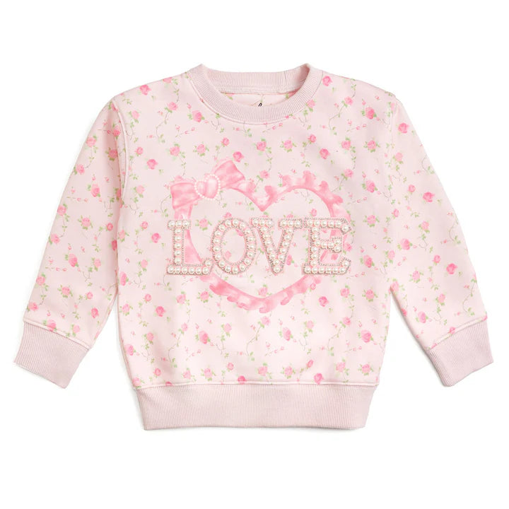 Pink Rose Love Patch Sweatshirt - Pink