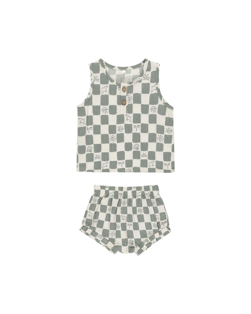 Rylee & Cru - Coastal Check Baby Tank Set