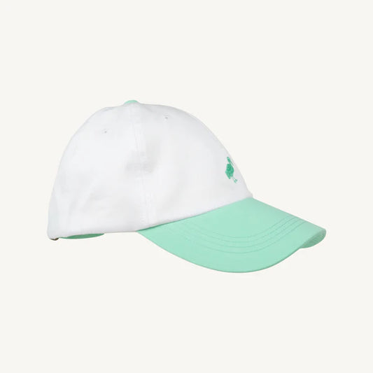 White and Grace Bay Green cotton twill Covington Cap by The Beaufort Bonnet Company, featuring a classic, stylish design.
