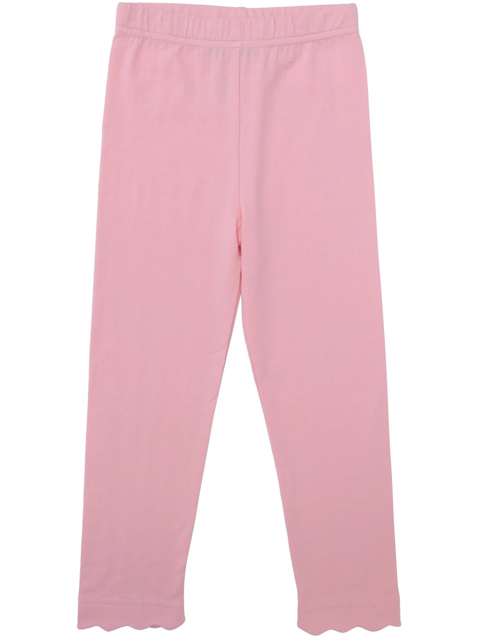 Light pink scalloped leggings by Trotter Street featuring a stylish scalloped hem and comfortable fit.