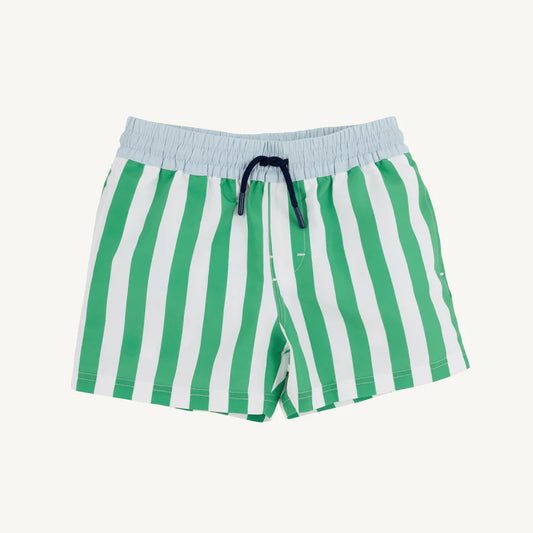 The Beaufort Bonnet Company - Turtle Bay Swim Trunks Kiawah Kelly Green Stripe/Buckhead Blue