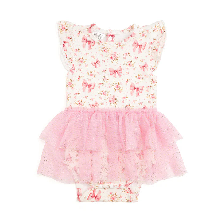 
            
                Load image into Gallery viewer, Sweet Wink - Ditsy Floral Short Sleeve Tutu Bodysuit
            
        